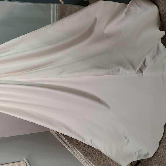 Wedding dress, David's Bridal, NWT. Size 6. Ivory lace and satin. Low V back. - Picture 6 of 16